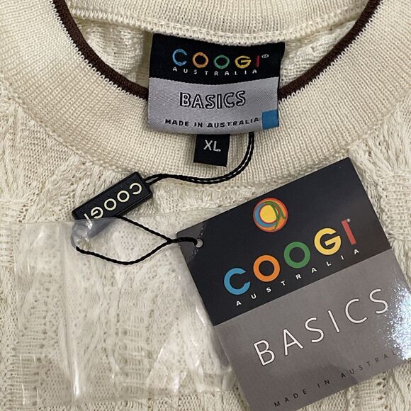 Coogi Australia Basics Vintage Cream Knit Sweater Mens Size XL NEW Old Stock - Picture 2 of 14